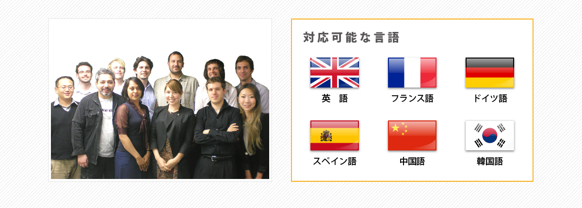『対応可能言語』英語、フランス語、ドイツ語、スペイン語、中国語、韓国語