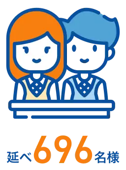 子供の男女が机に座っているピクトグラム